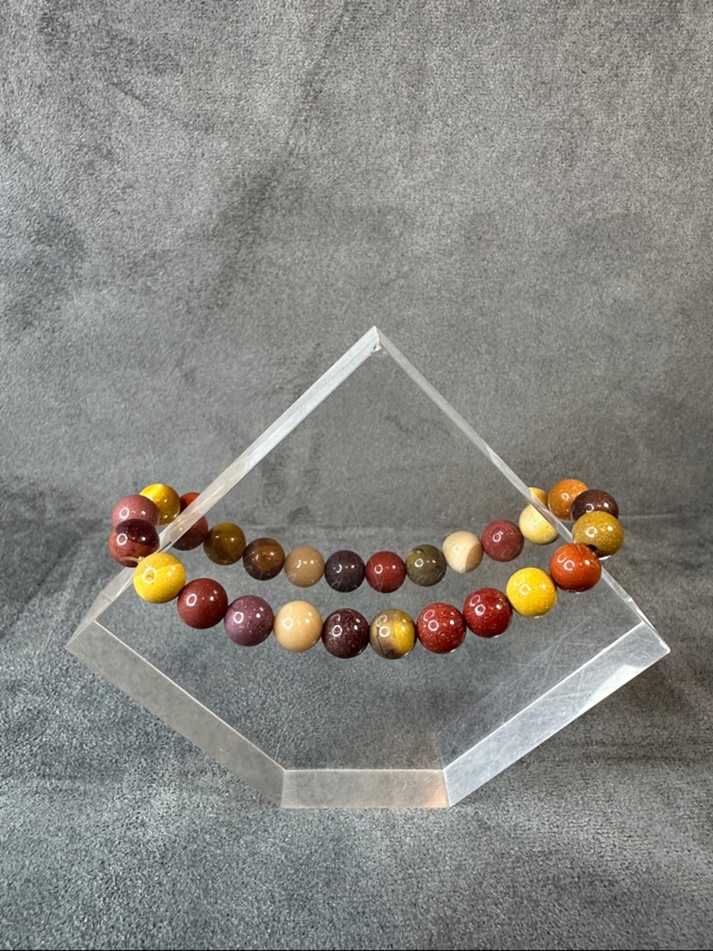 Beaded Multicolor Mookaite Stretch Bracelet - Unbranded